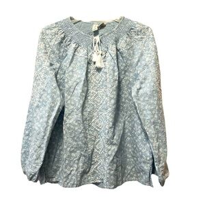 Joie Smocked Neck Peasant Top